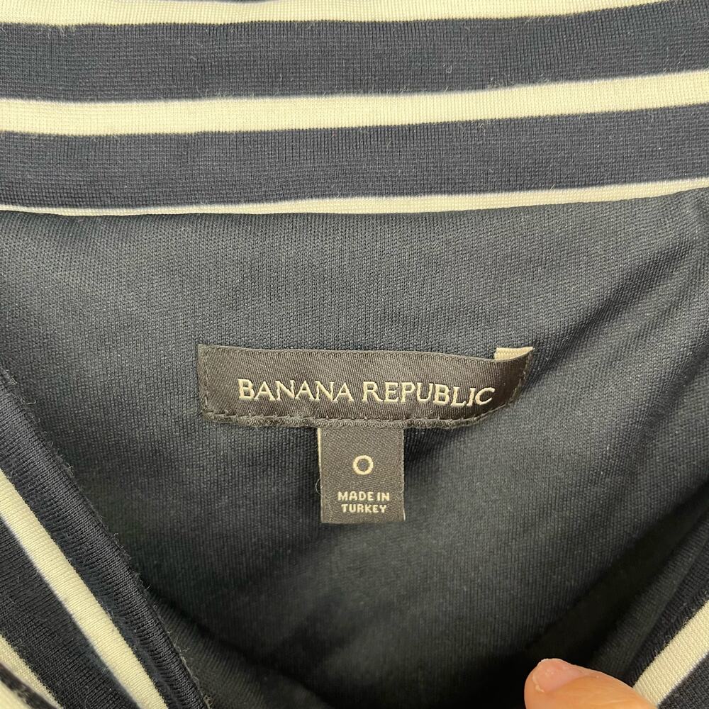 Banana Republic Ponte Off Shoulder Fit Flare Midi Dress Stripe Black White 0 - Picture 5 of 13